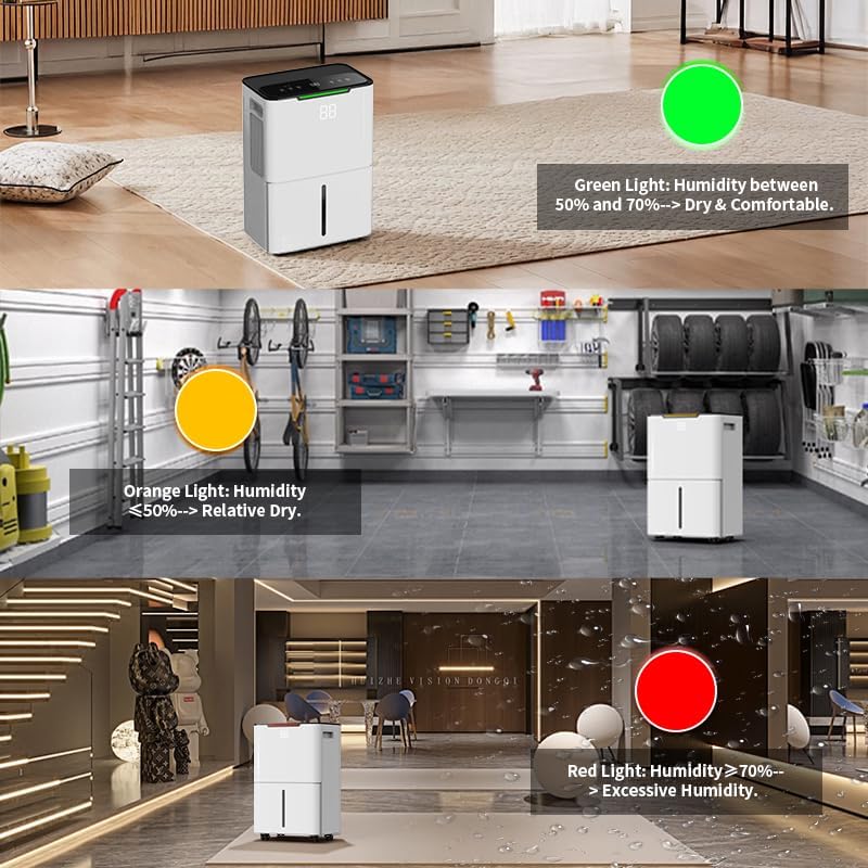 Dehumidifier for Home Basement, 34 Pints Dehumidifiers with Drain Hose for 1500 Sq. Ft Bedroom Bathroom Small Room RV, 3 Working Modes, Smart Humidity Control, 24H Timer, Auto Defrost