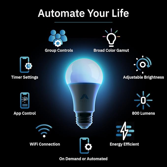 abode Color Bulb - Smart LED Lights Let You Customize Color, Brightness, Temperature, Timing and Automation App – Connect Via WiFi, Works with Google Assistant and Alexa - 2 Pack