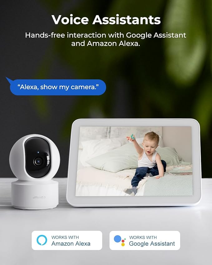 IMILAB 2.5K Indoor Camera, Room Camera for Bedroom, Dog/Pet/Baby/Nanny Cam with Xiaomi Home App, 360° Pan & Tilt Home Security Cam, Night Vision, Two Way Audio, 2.4GHz WiFi, No Subscription (C21)