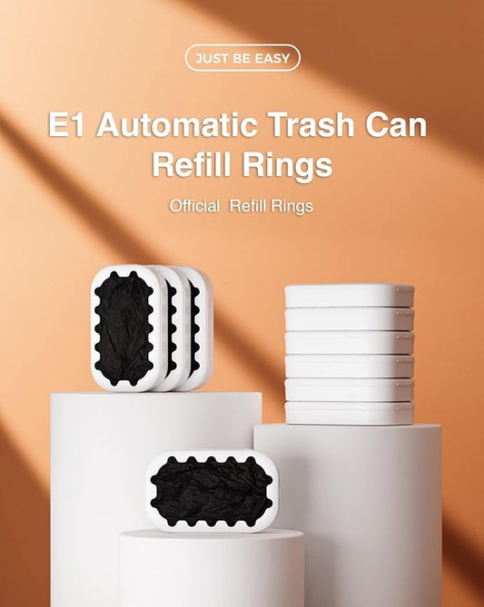 E1 Automatic Trash Can Refill Rings,Official Self Changing Garbage Bag for E1 Touchless Sensor Smart Trash Can, 6Pack - 150 Count (6 Months Supply)