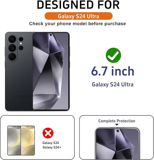 3 Pack Samsung Galaxy S24 Ultra Privacy Screen Protector Tempered Glass 6.8inch Private Saver Anti-Spy Eye Protection Anti-Scratch Full Coverage