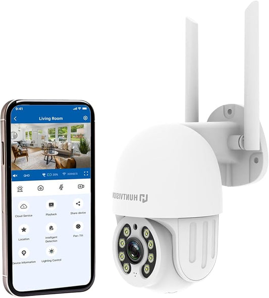 Security Camera Outdoor, E3Z 3MP PTZ 360° IP65 Weatherproof, AI Motion Tracking, Full-Color Night Vision, 2-Way Audio, TF/Cloud Storage