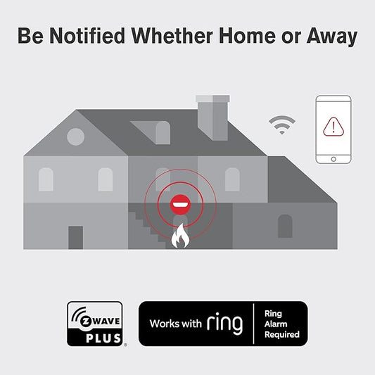 New 2025 First Alert SMCO410 Z-Wave Battery-Powered Smoke Detector & Carbon Monoxide Alarm, Works with Ring Alarm Base Station, Single Pack, White