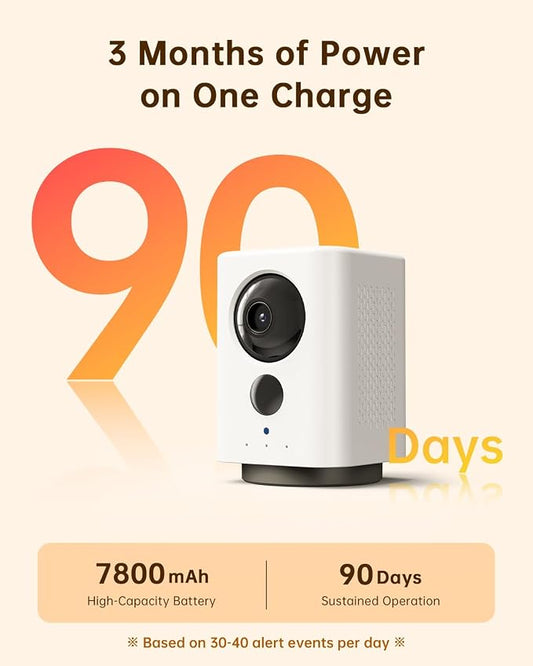 ELYSOO Wireless Indoor Camera: Battery Powered Pet/Dog Camera with Phone App, 360° Pan/Tilt, Smart Detection, No Wiring Needed, 2K Live Video, Night Vision, Portable Security Camera for Home/Pet/Baby