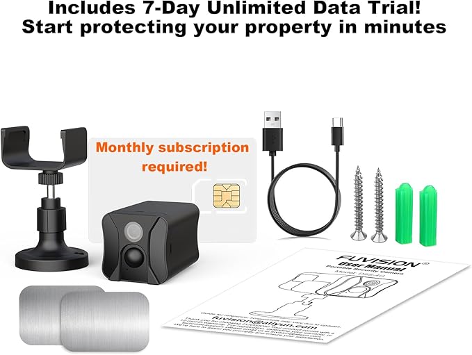 4G LTE Cellular Security Camera Indoor, Off Grid Security Camera No WiFi with Long Standby Battery Life, Night Vision, Human Detect, Portable Magnetic SIM Card Cam for Garage, Vacant House, RV, Home