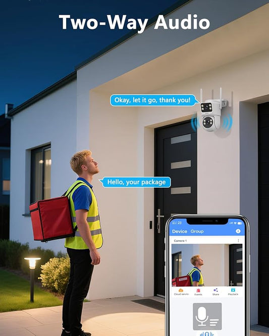 OOSSXX 2K Dual Lens PT Wireless Security Camera System, 2 Cameras in 1, 130° Wide Angle, Long Range WiFi +76%, PIR Human Detection, 2-Way Audio, 16CH NVR, No Monthly Fee