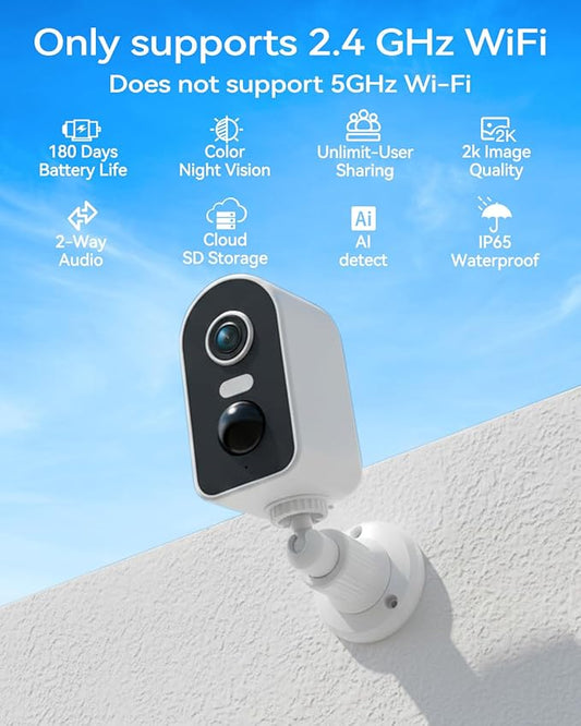 KKB Security Cameras Wireless Outdoor Magnetic, 2K Smart WiFi Camera Indoor for Home Security, Long Battery Life Powered, AI Motion Detection, Color Night Vision, iCam365 APP, 2 Way Audio