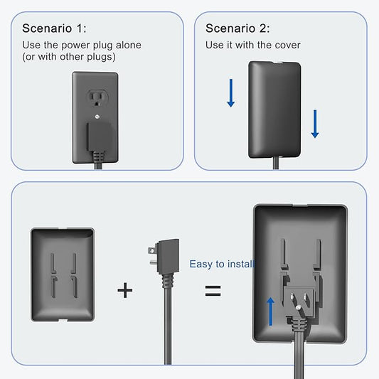 CABOCASA 2 Pack 3FT Flat Plug Extension Cord Power Strip with 3 Outlets, Patented Detachable Ultra Thin Outlet Cover Concealer & Ultra Flat Plug, Max. 13A 125V 1625W ETL Listed, Black Color