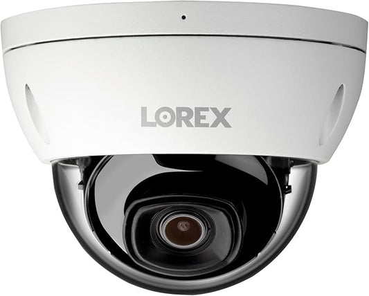 Lorex 4K IP Wired Dome Security Camera | Listen-in Audio | IK10 Vandal Proof Rating | Person and Vehicle Detection | Color Night Vision | IP67 Weatherproof | White
