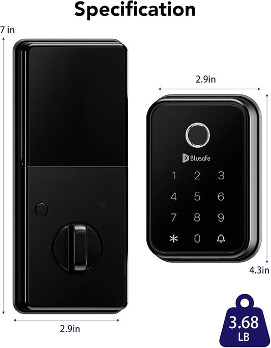 Smart Lock Fingerprint Door Lock, Smart Door Lock for Home Security,Electronic Deadbolt 4-in-1 Keyless Entry with Keypad, IC Card, App Control, Front Door Lock, Fingerprint Lock (Cloud Black)