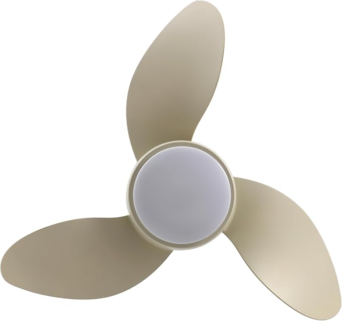 OVAL AIR AIR8000E Albini 22" Contemporary Minimalist 6-Speed Metal Mobile-App/Remote-Controlled Dimmable Smart Integrated LED Ceiling Fan for Living Room, Bedroom, Office, Sienna Sandy Beige