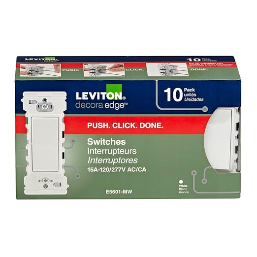 Leviton Lever Edge 15 Amp Single Pole Rocker Switch,E5601-MW,White,(Pack of 40)
