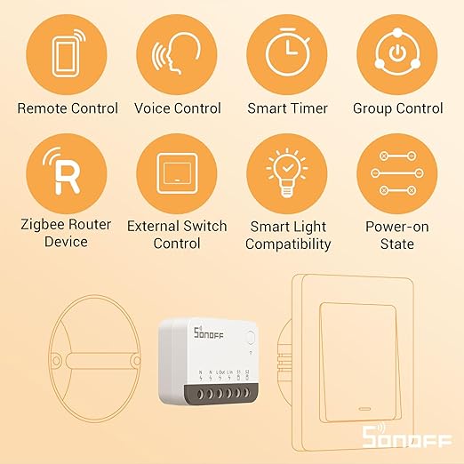 SONOFF ZigBee Smart Light Switch, SONOFF Zigbee Hub Required, Interruptor Inteligente Voice Control with Alexa & Google Home, Neutral Line Required Smart Home Device, Zigbee Switch ZBMINIR2 4-Pack
