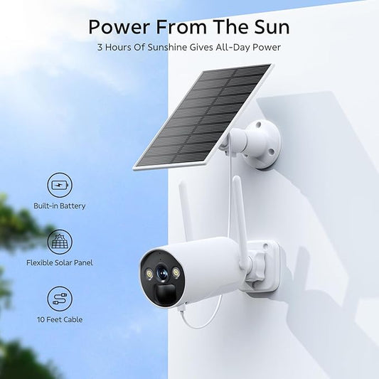 CAMCAMP 4MP Solar Camera Outdoor Wireless Security Camera system, 2.4G& 5G WiFi, Color Night Vision, 10CH NVR w/ 500GB HDD Local Recording, AI Person Detection, IP66, Home CCTV Surveillance 6 Cams-Kit