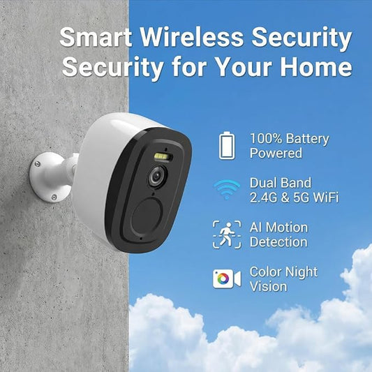 2.4G/5G WiFi Security Cameras Wireless Outdoor 4Pack, 2K QHD Video