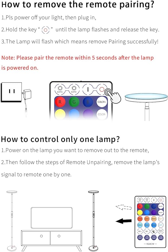 Magic Home 2.4G Remote Control with 28 Keys, RGB+CCT for Smart LED Bulbs, Smart Floor Lamp-1 Pack