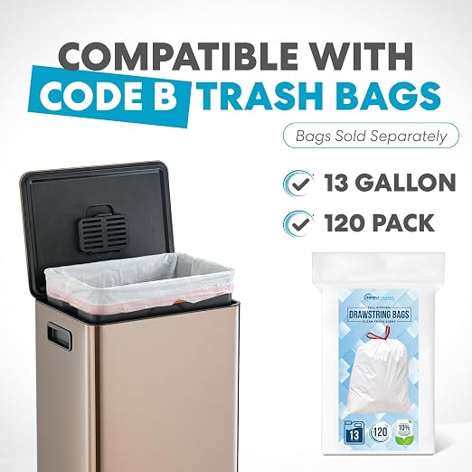 SIMPLI-MAGIC 13 Gallon / 50L Step Trash Can, Infinity Edge, Rose Gold