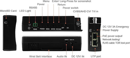 IP Camera Tester, WANLUTECH 4K IP CVBS CVI TVI AHD 4 inch Touchscreen CCTV Test Monitor with PoE/IP discovery/RJ45 Cable Test/PTZ Control(IPC-1800ADH Plus)