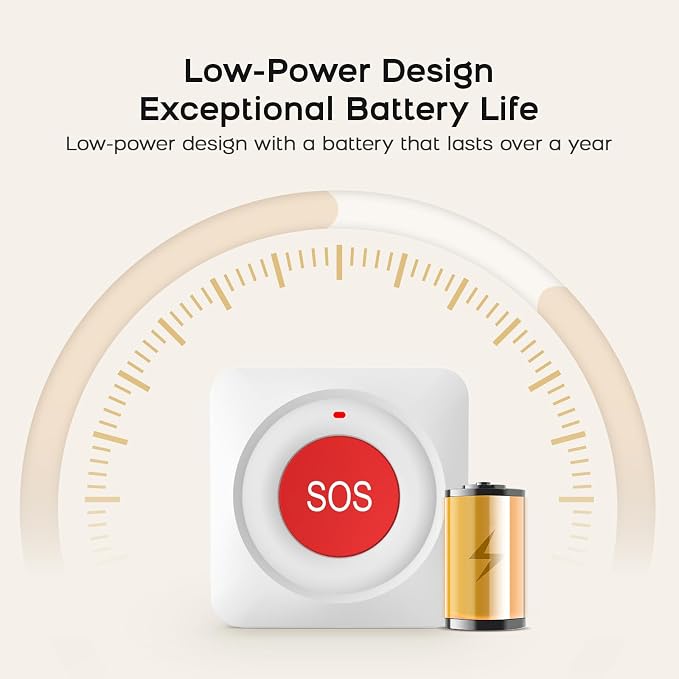 Tuya Zigbee Call Button for Elderly Caregiver Wireless Life Alert Caregiver Call Button App Notification Emergency Button SOS Alarm Bell for Seniors Waterproof No Monthly Fee