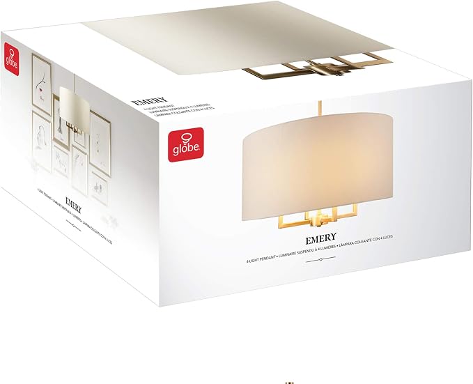 Globe Electric 60340 Emery Pendant Lighting, Matte Brass, Bulb Not Included