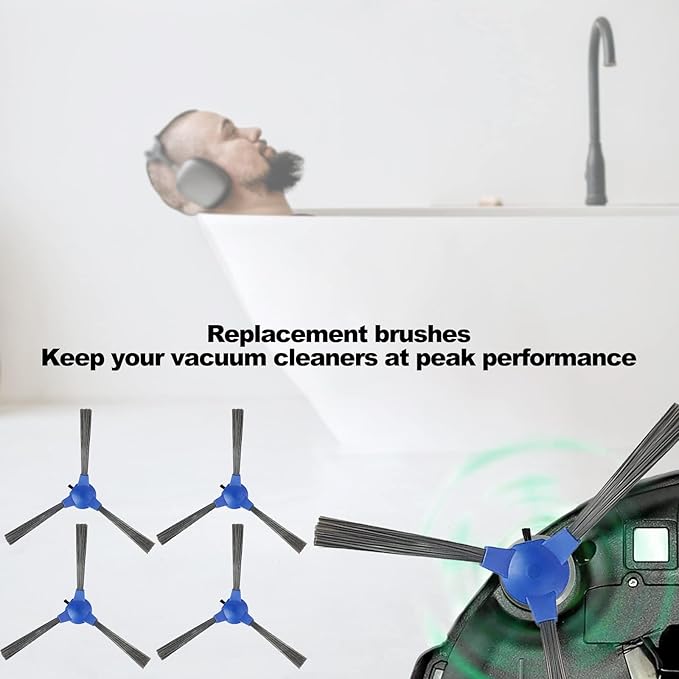 4 Pack Replacement Side Brushes for Sweeping Robots, Vacuum Cleaner Side Brush for RoboVac 11S, 11S MAX, 30, 30C, 30C MAX, 15C, 15C MAX, G10, G30, G30 Edge, G30 Hybrid, G20, G40, G40 Hybrid