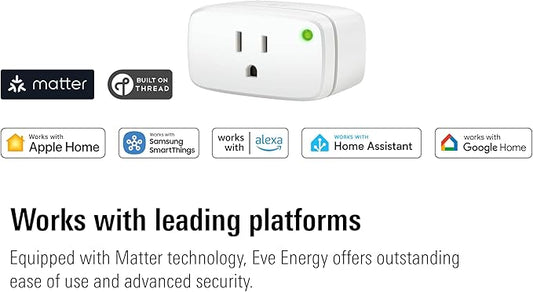 Eve Energy (Matter) 3 Pack – Smart Plug, 100% Privacy, automate Lights & appliances, Seemless Integration in Apple Home, Alexa, Google Home, SmartThings, Requires Thread Border Router
