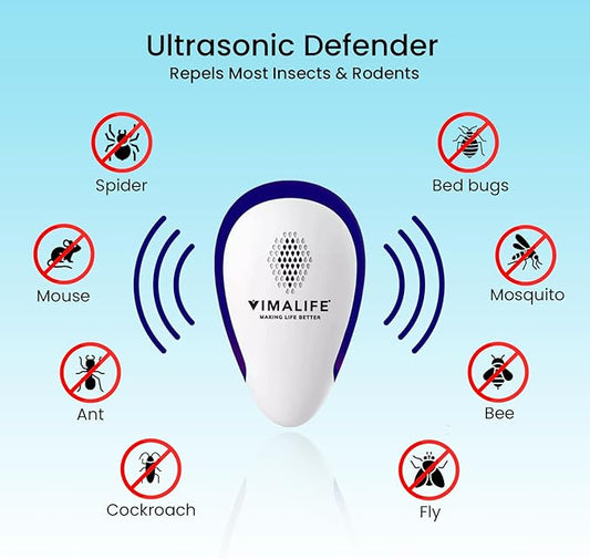 VIMALIFE 2026 Ultrasonic Pest Repeller Plug-In, Electronic Mosquito Repellent for Indoor Use, Roach, Ant, Spider & Rodent Control, Silent 3W Energy-Saving Electronic Home, Office, Gym Protection
