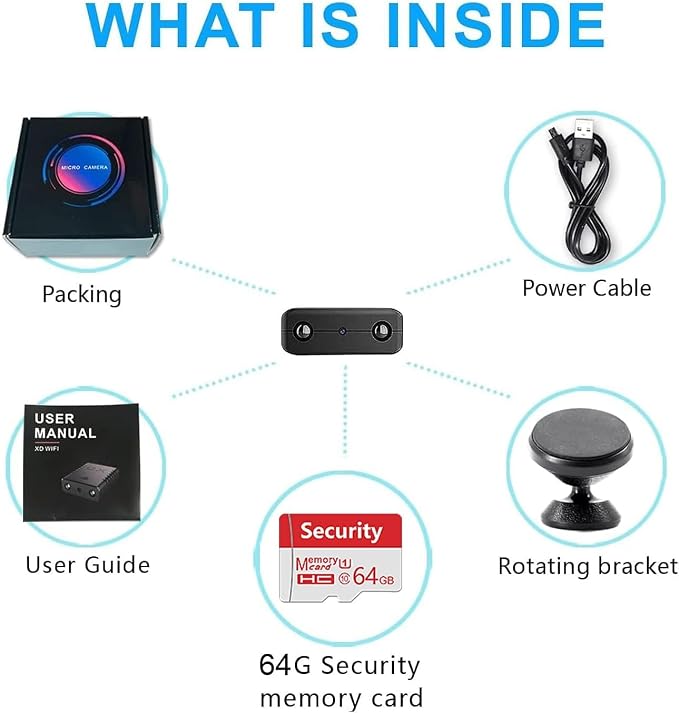 【Free 64G】 Smallest Wireless Battery Camera,HD1080P Security Camera,Baby Monitor Nanny Cam with Video Recording Live Feed Night Vision,Motion Detection,Cloud Storage for Security with iOS Android