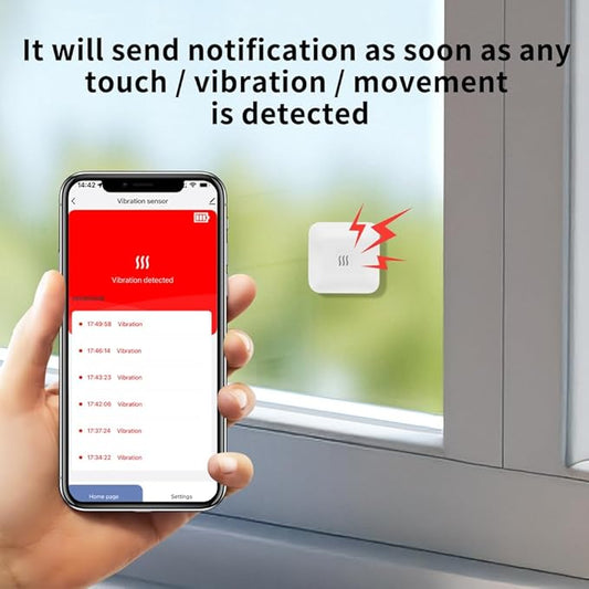 Tuya Zigbee Wireless Vibration Sensor: 120dB Alarm, Adjustable Sensitivity, Glass Breakage Detection. Suitable for Alarm Systems and Smart Home Automation, Supports Tuya App.