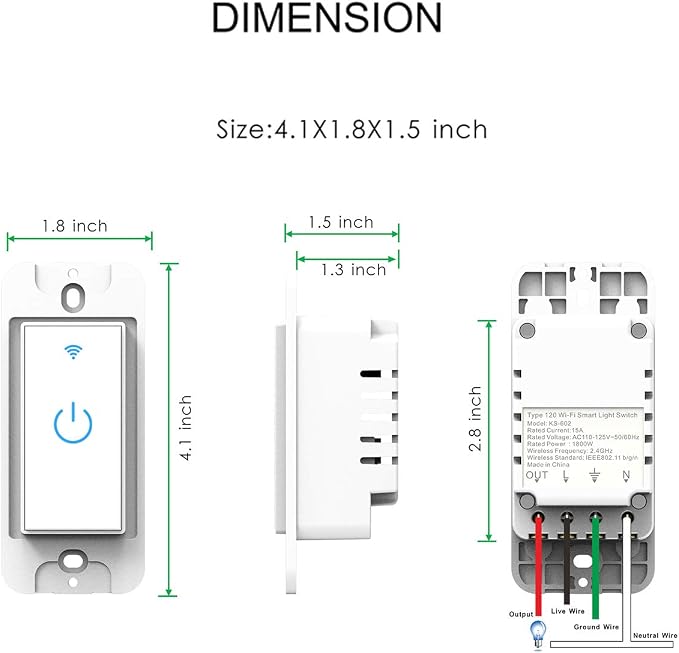 Double Smart Home Light Switch WiFi Wall Switch Compatible with Alexa Google Assistant