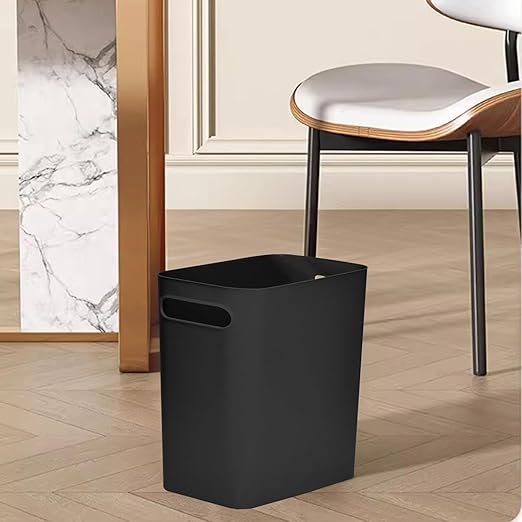Versatile 1.8 Gallon Plastic Trash Can - The Compact Bin for Bathroom, Kitchen, or Home Office - Black