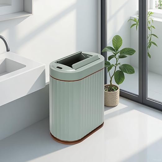 SYNCVIBE Bathroom Trash Can with Lid Butterfly 2 Gallon Sensor Trash can, IPX5 Waterproof Garbage Can Bathroom Decor, Automatic Trash Bin, Under-Counter Wastebasket for Kitchen, Living Room, Green