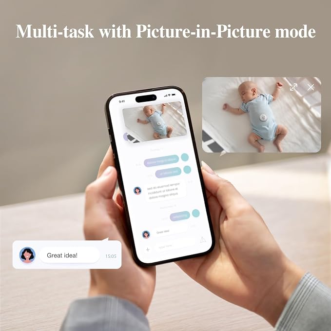 Sense-U AI 2.5K PTZ Baby Camera Monitor with Sensor-Free Sleep Movement Detection, Smart Security Indoor Video Camera with Background Audio, Cry Detection, No Monthly Fee, for Peace of Mind