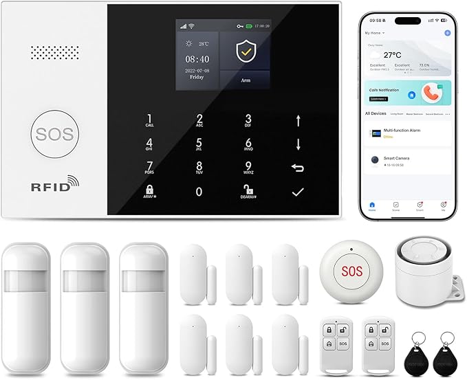 PGST Wireless Home Alarm System,WiFi/4G Alarm System for Home | Compatible with Alexa/Google,No Monthly Fees,Instant App Alerts & Auto Alarm Dial,No Pairing Required for Apartment