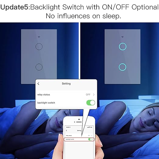 MoesGo WiFi Smart Wall Light Switch,Glass Panel, Multi-Control(3 Way), 2.4GHz Wi-Fi Touch Switches, Neutral Wire Required, Remote Control Smart Life/Tuya App, Work with Alexa, Google Home White 2 Gang