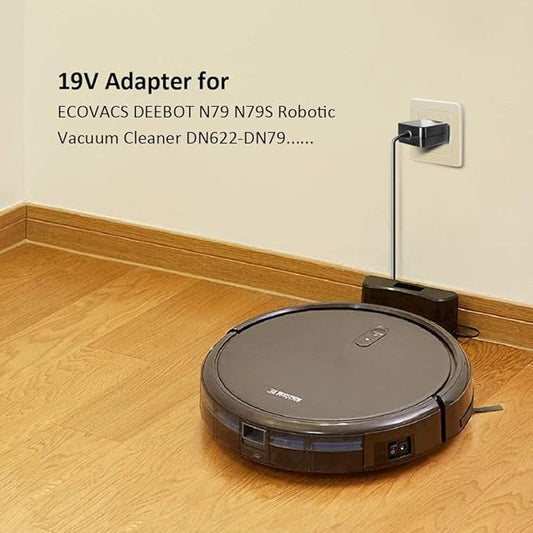 KFD 19V Robotic Vacuum Cleaner Adapter Charger for ECOVACS DEEBOT N79 N79S DN622-DN79,Anker RoboVac 10 T2100,Eufy RoboVac 11 11S 12 15C 30C 35C Pure Clean PUCRC25 Coredy R300 R580 Power Supply Cord