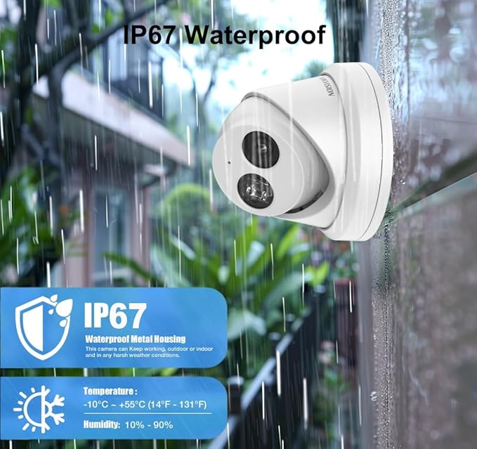 DS-2CD2383G2-IU 4K 8MP AcuSense IP Camera PoE Turret Dome Camera IP67 Outdoor, 120dB True WDR, 2.8mm Wide Angle Lens, IK10, H.265+, English Version, Human and Vehicle Detection, Work with Ⲏіkconnect