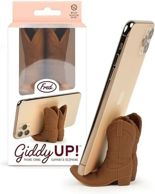 Genuine Fred Giddy UP Phone Stand, Brown, Cowboy Boot Tech Accessory, Fits Most Mobile Smartphones, Grippy Silicone, Fun Cowboy Boot Details