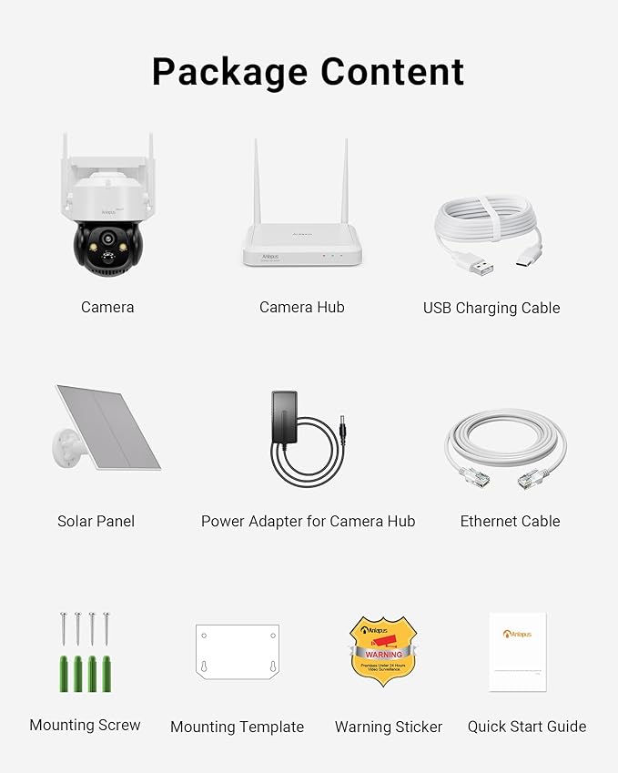 Anlapus Solar Security Camera Wireless Outdoor, 2.5K Pan/Tilt Cam Kit with Solar Panel, Wireless Home Security Camera System with PIR/AI Detection, Color Night Vision, No Monthly Fee, 32GB Memory Card