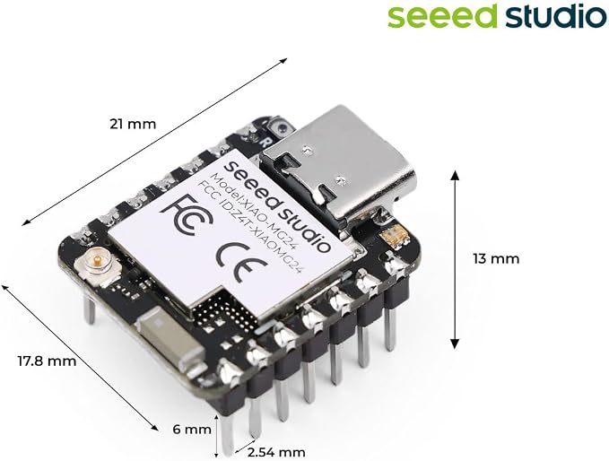 Seeed Studio XIAO MG24 Sense (Pre-Soldered) - Silicon Labs EFR32MG24, Matter庐 Native Over Thread/BLE 5.3, Arduino Compatible, 1.95渭A Ultra-Low-Power, On-Board IMU/Micphone/Antenna, 19 GPIOs