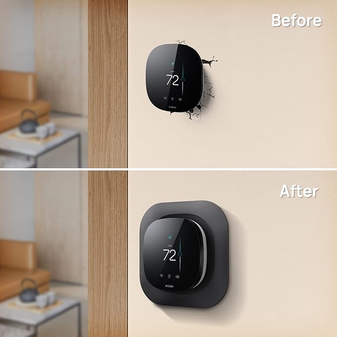 CaseBot Wall Plate for 2022 Ecobee Smart Thermostat Premium & 2022 Ecobee Smart Thermostat Enhanced, Practical and Stylish Trim Kit Bracket Mount Cover, Easy Installation, Matte Black