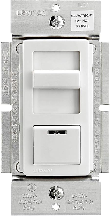 Leviton IllumaTech Dimmer Switch for 0-10V LED, Mark 7 Florescent Ballasts, wth LED Locator Light, IP710-DLZ, White with Ivory and Light Almond Faceplates
