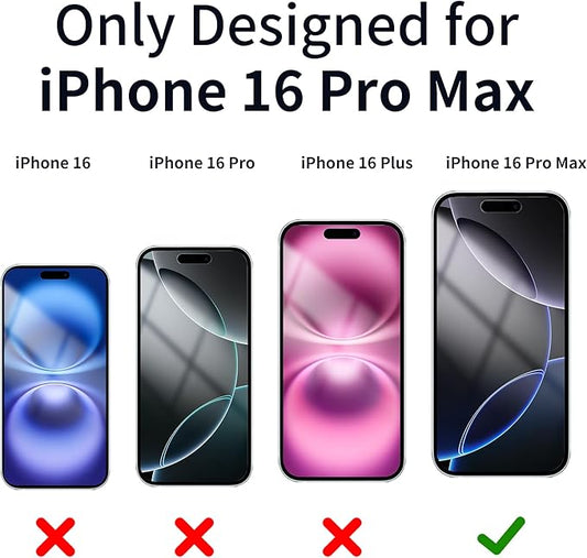 for iPhone 16 Pro Max Privacy Screen Protector 6.9 inch Gradient Colorful 16 ProMax Tempered Glass 28° Anti-Spy Private Anti Blue Light Full Coverage Anti-Scratch HD Easy Install Frame 2 Pack