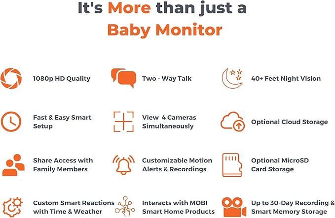 MobiCam HDX Wi-Fi Pan & Tilt Smart Nursery, Elderly & Home Monitoring Camera, 1080p HD Indoor Security Night Vision IP Camera, Motion Detection, Two-Way Audio, Cloud & SD Card Storage - (3-Pack)