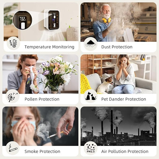 Plug-In Air Ionizers & Ionic Air Purifier — Negative Ion Generator, Ozone-Free Filterless Odor Eliminator, Pet & Litter Box Deodorizer, Quiet Bedroom/Kitchen/Bathroom Freshener with LED Light, Brown