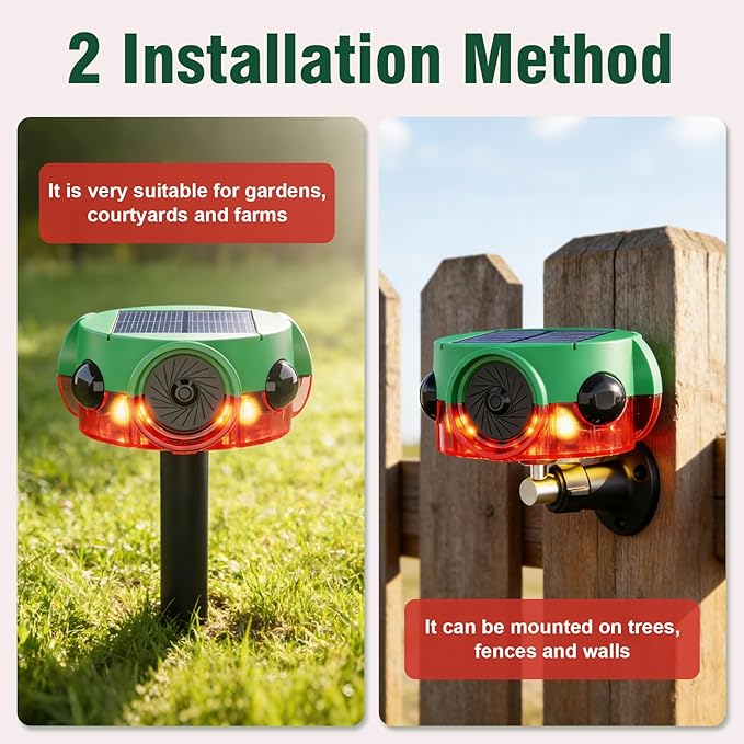 ChunHee Outdoor Motion Sensor Alarm, Barking Dog Alarm with 360° Detection, Supports Voice Recording, Adjustable Volume, 120dB Motion Activated Alarm for Home, Garden, Yard, Farm – 1 Pack