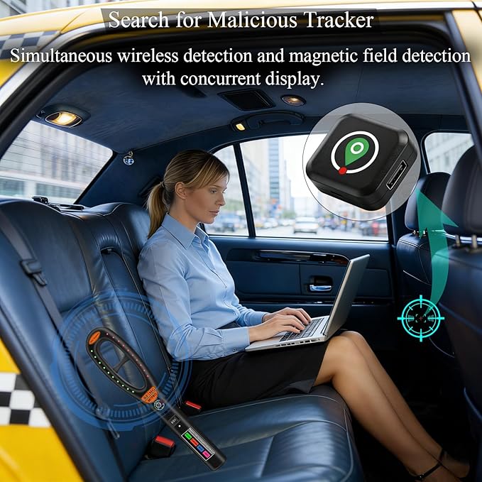 Hidden Camera Detector – Electronic Bug & GPS Tracker Finder, RF Signal Scanner, Portable Rechargeable Surveillance Detector for Home, Hotel, Car & Travel Security