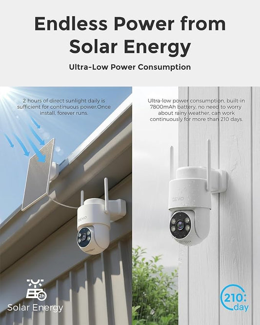 Devo Security Camera Wireless Outdoor 2.3K Color Night Vision, AI Detection
