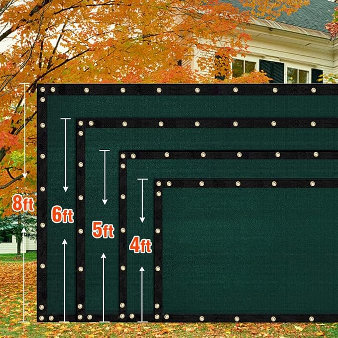 iCover 6x50ft Privacy Screen Fence, Outdoor Fencing Panels, Garden Windscreen Mesh Shade Sail Net Barrier, Include Reinforced Bindings and Brass Grommets Cable Zip Ties, Green