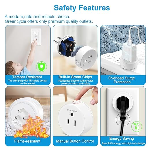 Remote Control Outlet,Greencycle Remote Light Switch and 3 Plugs,Wireless Light Switch,500ft Range,No Wiring Needed,15A/1500W for Household Appliances,FCC Certified,White